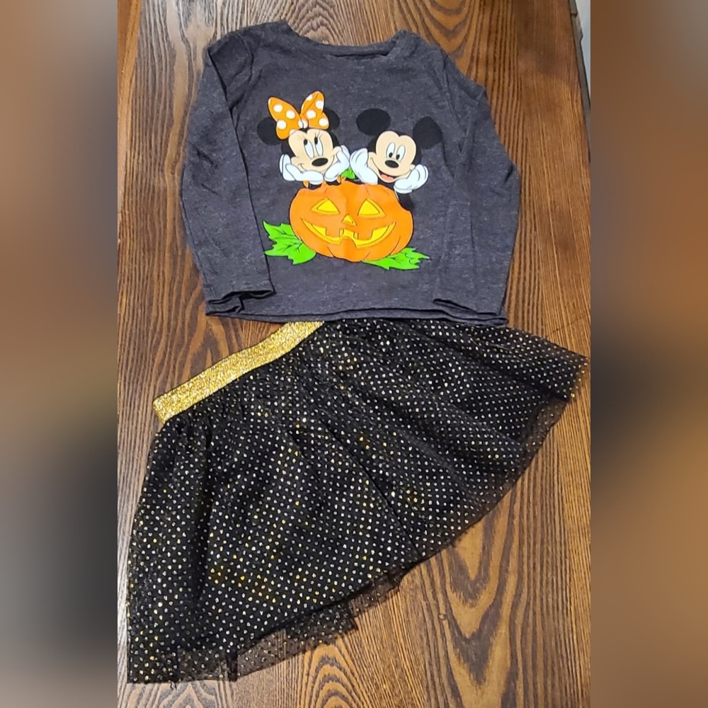 Mickey and Minnie Halloween outfit with tutu, size 2T